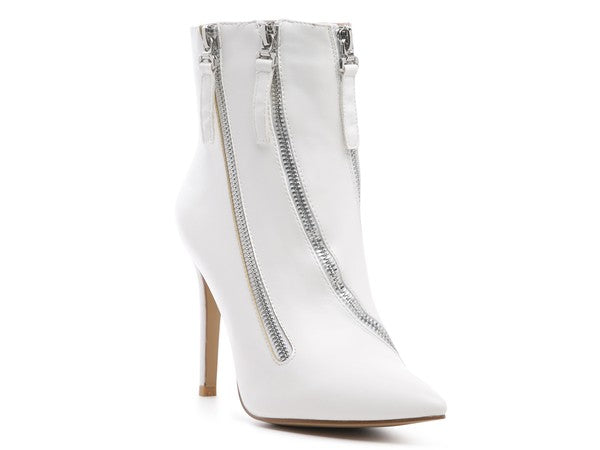 Rag Company stylish zipper ankle boots in white with sleek design and high heels