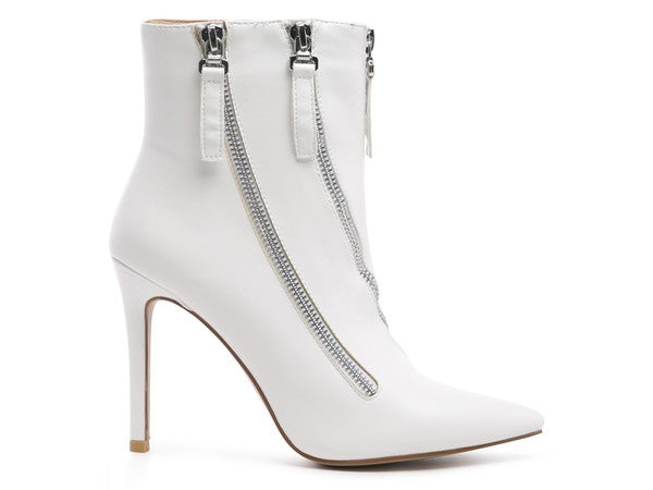 Rag Company stylish zipper ankle boots in white with high heels and chic design