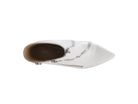 White stylish zipper ankle boots with a pointed toe design for a chic look