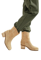 Rag Company suede square toe ankle boots in beige with stylish heel, perfect for casual or dressy outfits