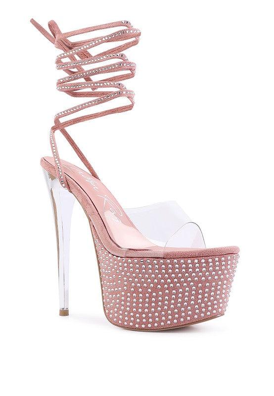 Women's Shoes - Heels Sugar Mom Strappy Diamante Platform High Heels
