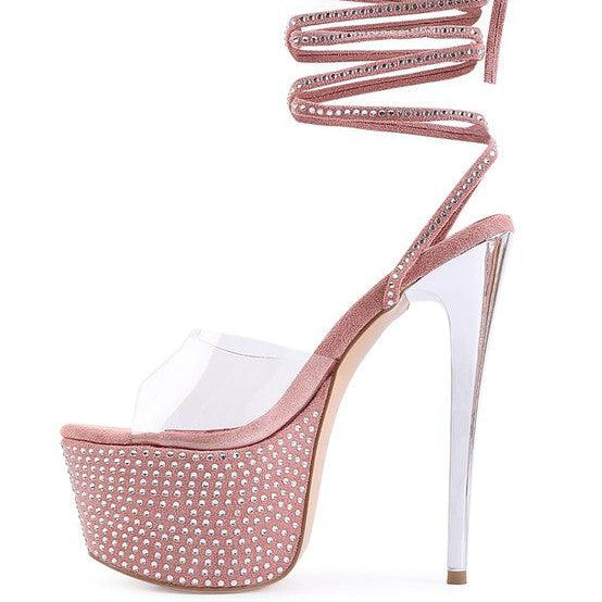 Women's Shoes - Heels Sugar Mom Strappy Diamante Platform High Heels