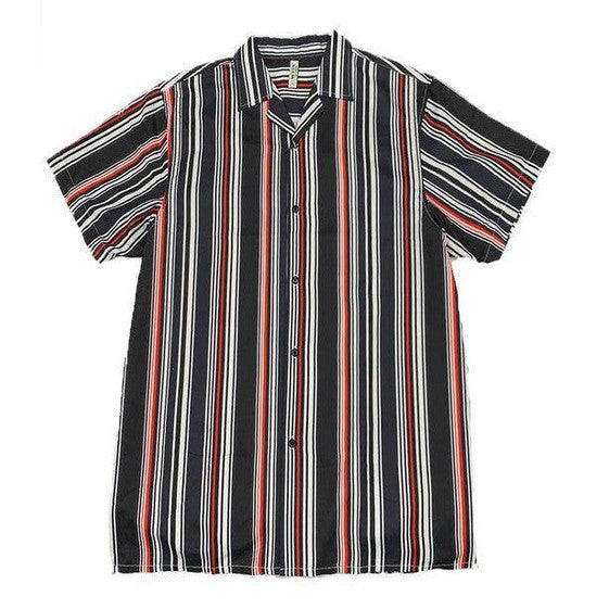 WEIV Men's Summer Beach Button Up Shirt with Striped Design for Casual Outings