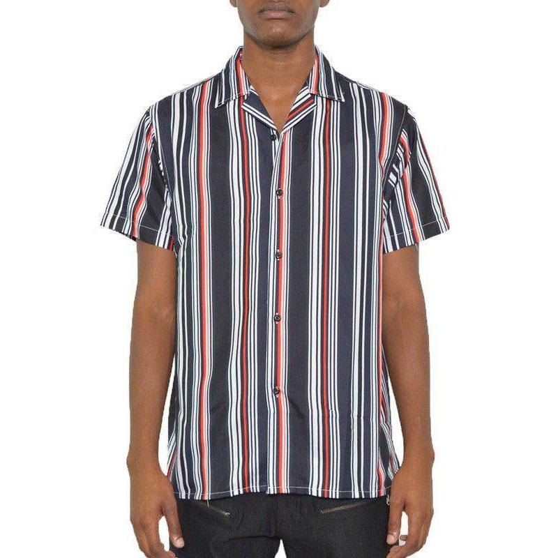 WEIV men's summer beach button up shirt with bold striped pattern for warm weather style