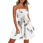 SHOMICOBOUTIQUE summer chest wrap dress with feather print and strapless design for a stylish summer look