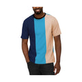Men's summer color block t-shirt featuring blue and beige stripes for a stylish, casual look