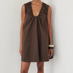 Women's brown cotton dress for the summer, perfect for casual outings