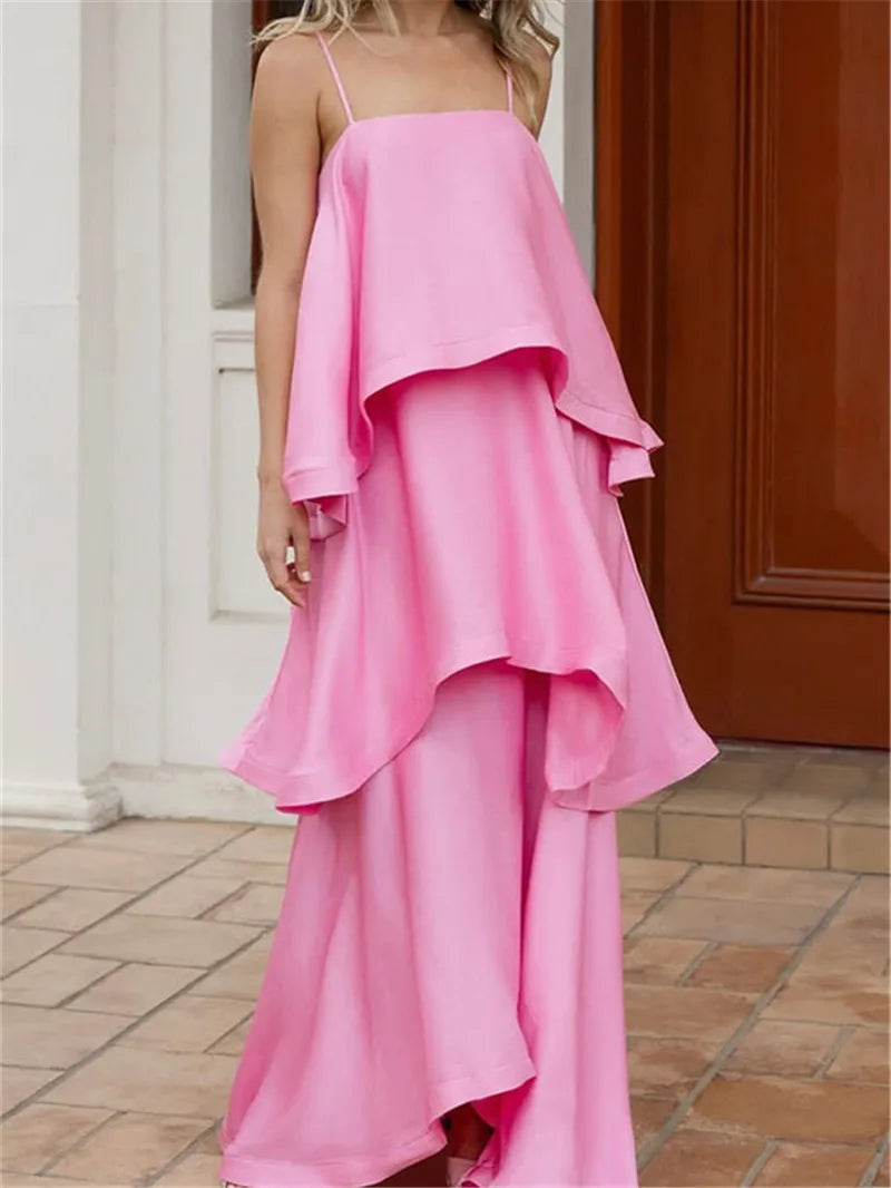 Pink summer dress for the summer, lightweight and flowy for warm days