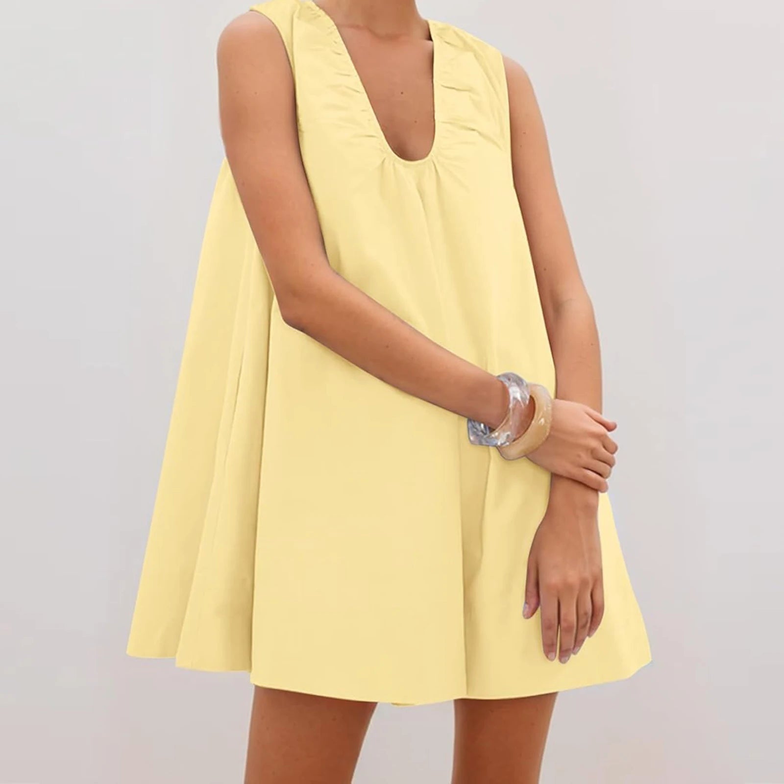 Women's yellow dress for the summer in lightweight fabric