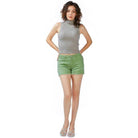 Rag Company Women's Denim Shorts in Green, perfect for summer fashion denim shorts styling