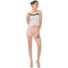 Stylish women's summer fashion denim shorts in pink, perfect for casual summer outings