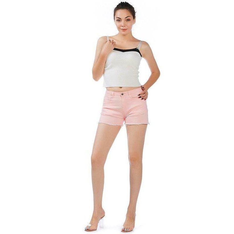 Rag Company Women's Summer Fashion Denim Shorts in Light Pink for Casual Outfits