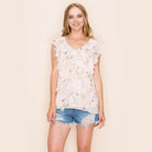 Shopin LA summer floral print blouse with ruffled sleeves, perfect for casual outings