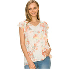 Shopin LA summer floral print blouse with ruffled sleeves and vibrant floral design