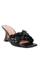 Rag Company black summer heeled sandals with braided straps for stylish summer outings