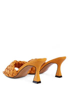 Rag Company summer heeled sandals in bright orange with stylish woven design and sleek heel