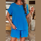 Miss Sparkling blue summer matching shorts and top set with relaxed fit and short sleeves