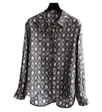 Women's patterned button-up shirt, lightweight fabric, stylish summer tops for women
