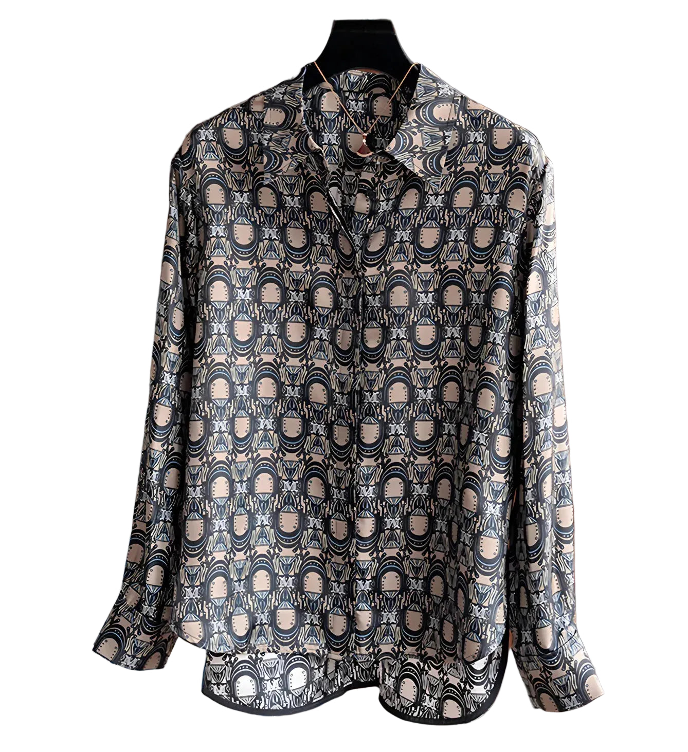 Women's patterned button-up shirt, lightweight fabric, stylish summer tops for women