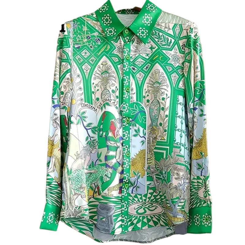 VacationGrabs women's green printed shirt, perfect summer tops for women