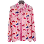 Women's pink blouse with unicorn print, perfect summer tops for women