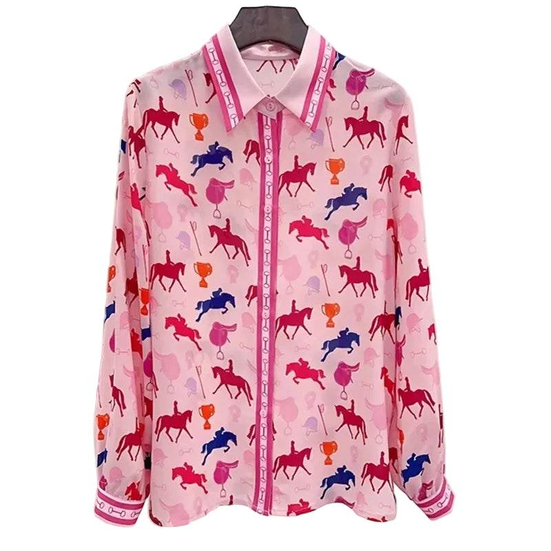 Women's pink blouse with unicorn print, perfect summer tops for women