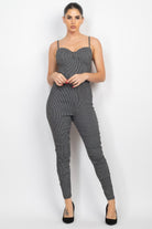 VacationGrabs summer travel jumpsuit for women with a stylish sweetheart neckline and fitted design