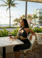 black women's clubwear two-piece outfit, perfect for summer vacation
