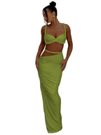 Women's neon green summer vacation 2 piece set for women, perfect for beach days
