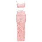 Pink summer vacation 2 piece set for women, perfect for beach outings
