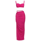 Hot pink summer vacation 2 piece set for women, perfect for beach outings