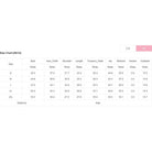 YNIQUE size chart for summer vacation two piece outfit showing bust, hem width, shoulder, length, waist, hip, bottom, inseam, and outseam measurements