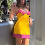 Yellow and pink sundress summer, perfect for beach outings