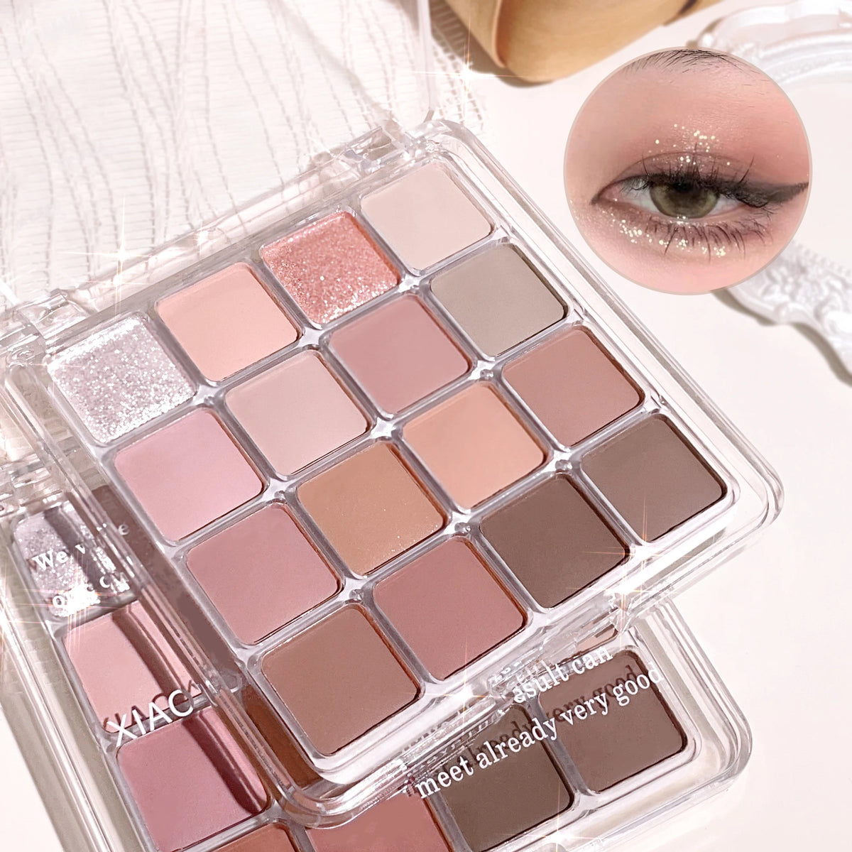 16-color sunset eyeshadow palette with pearl and matte earth-tone shades (photo 1 of 8)