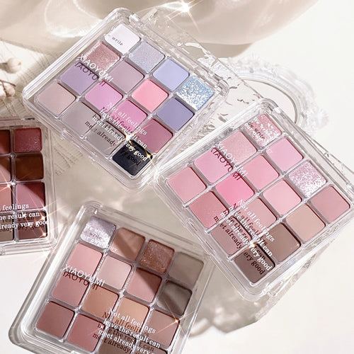 16-color sunset eyeshadow palette with pearl and matte earth-tone shades (photo 2 of 8)