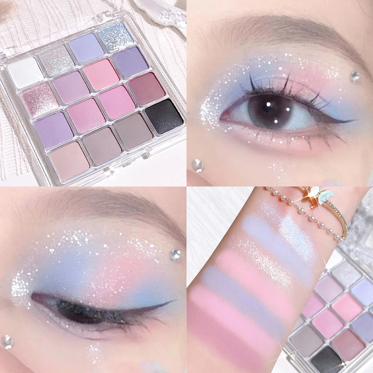16-color sunset eyeshadow palette with pearl and matte earth-tone shades (photo 6 of 8)
