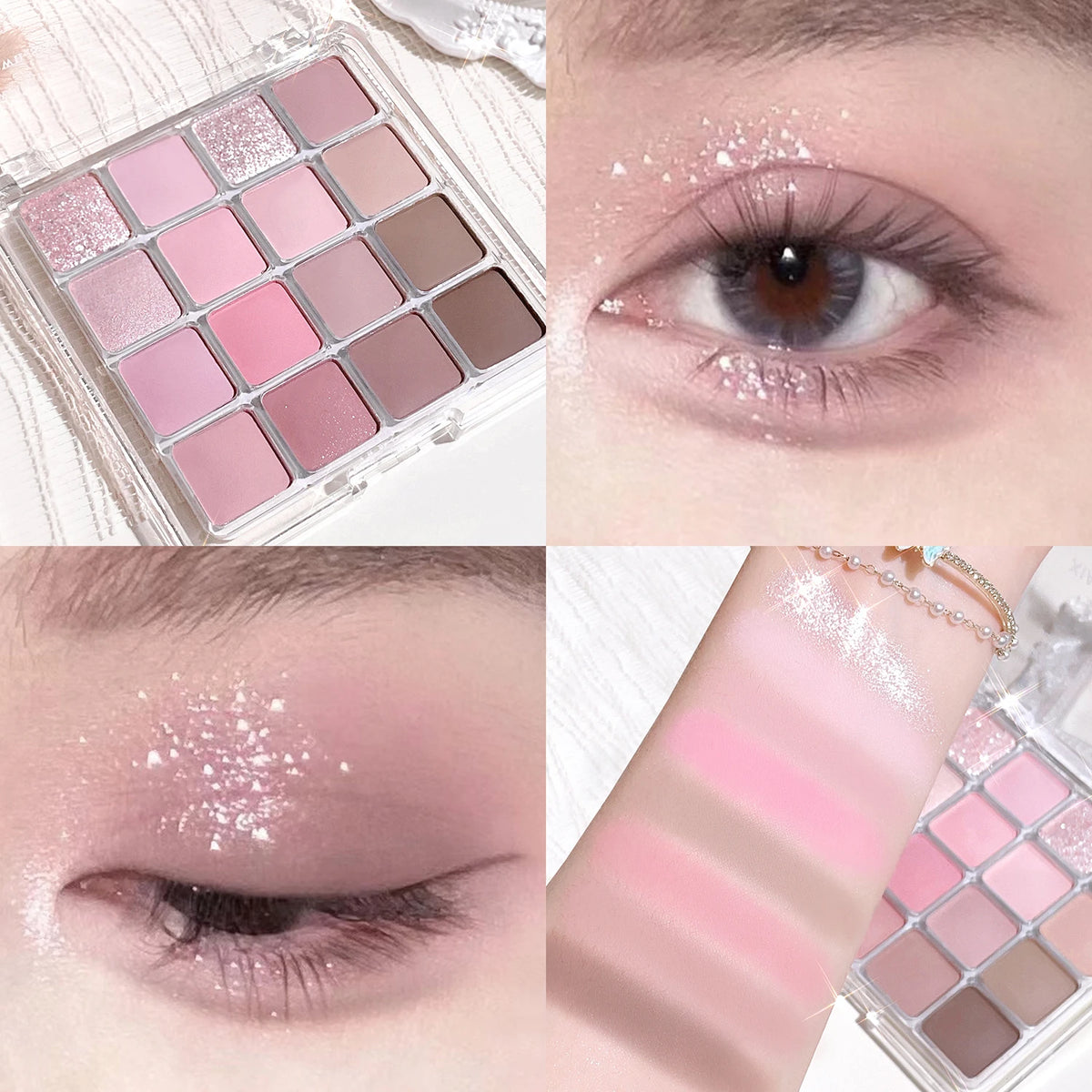 16-color sunset eyeshadow palette with pearl and matte earth-tone shades (photo 7 of 8)