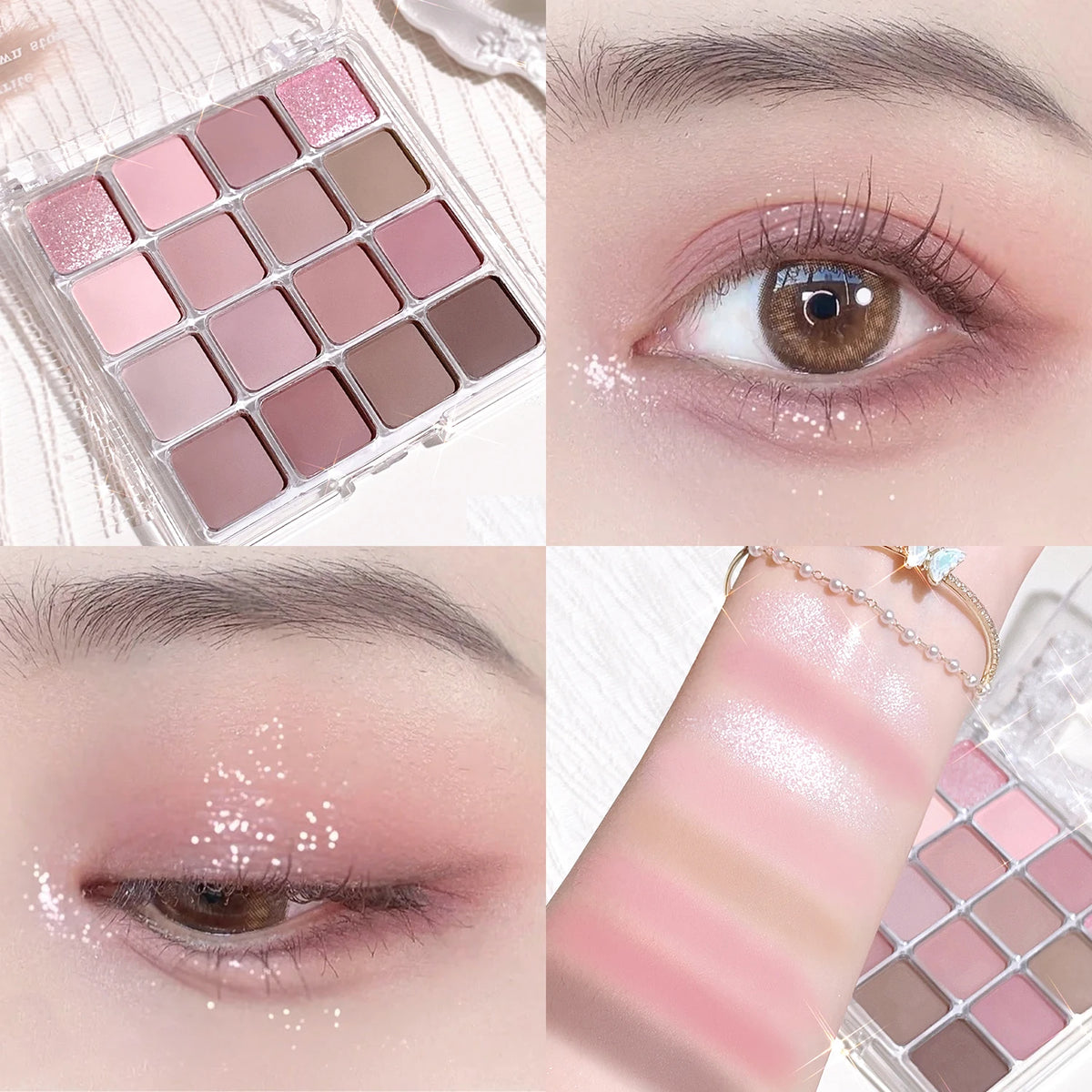 16-color sunset eyeshadow palette with pearl and matte earth-tone shades (photo 8 of 8)