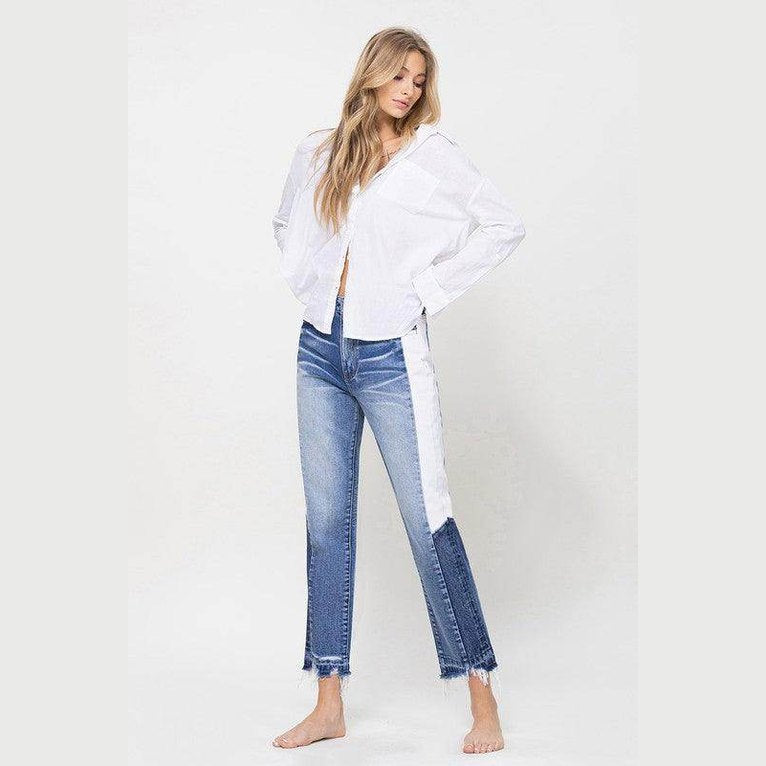 Super High Rise Straight W/Side Blocking Panel - VacationGrabs