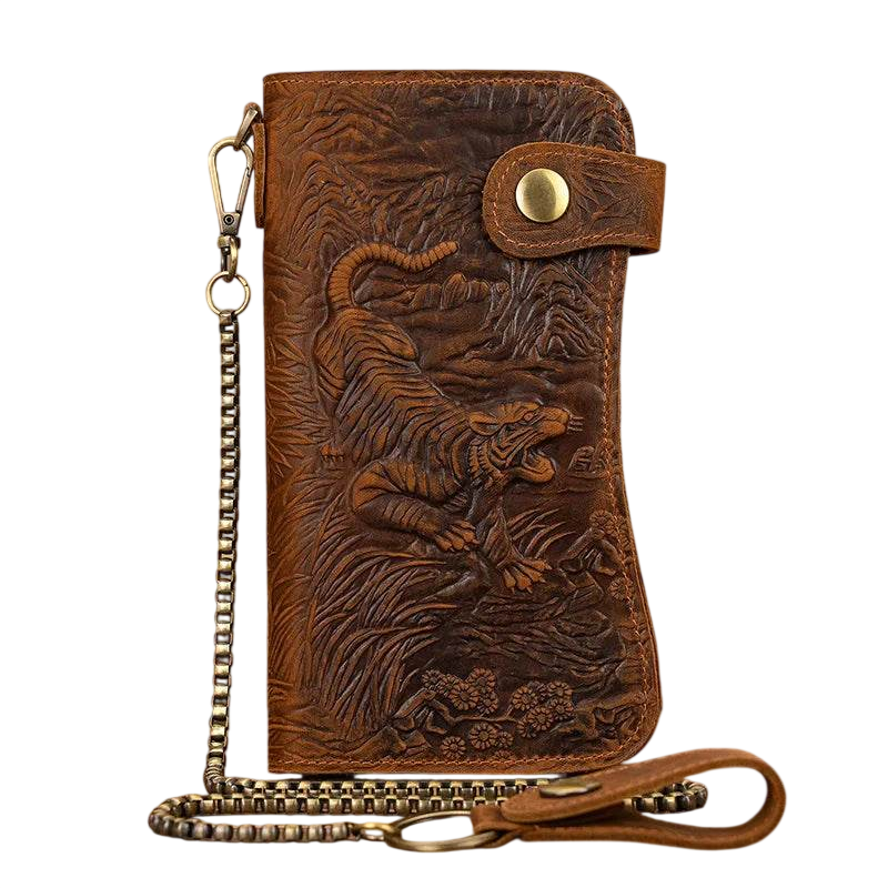 Super Quality Leather Wallet with Iron Chain for Men Bifold