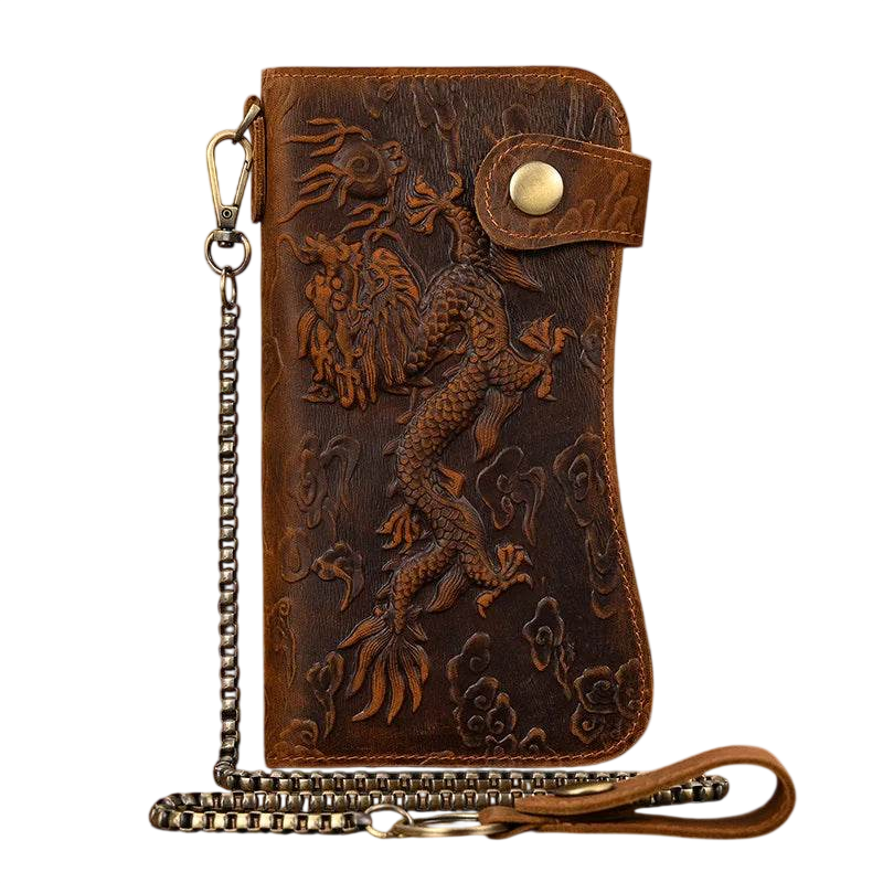 Super Quality Leather Wallet with Iron Chain for Men Bifold