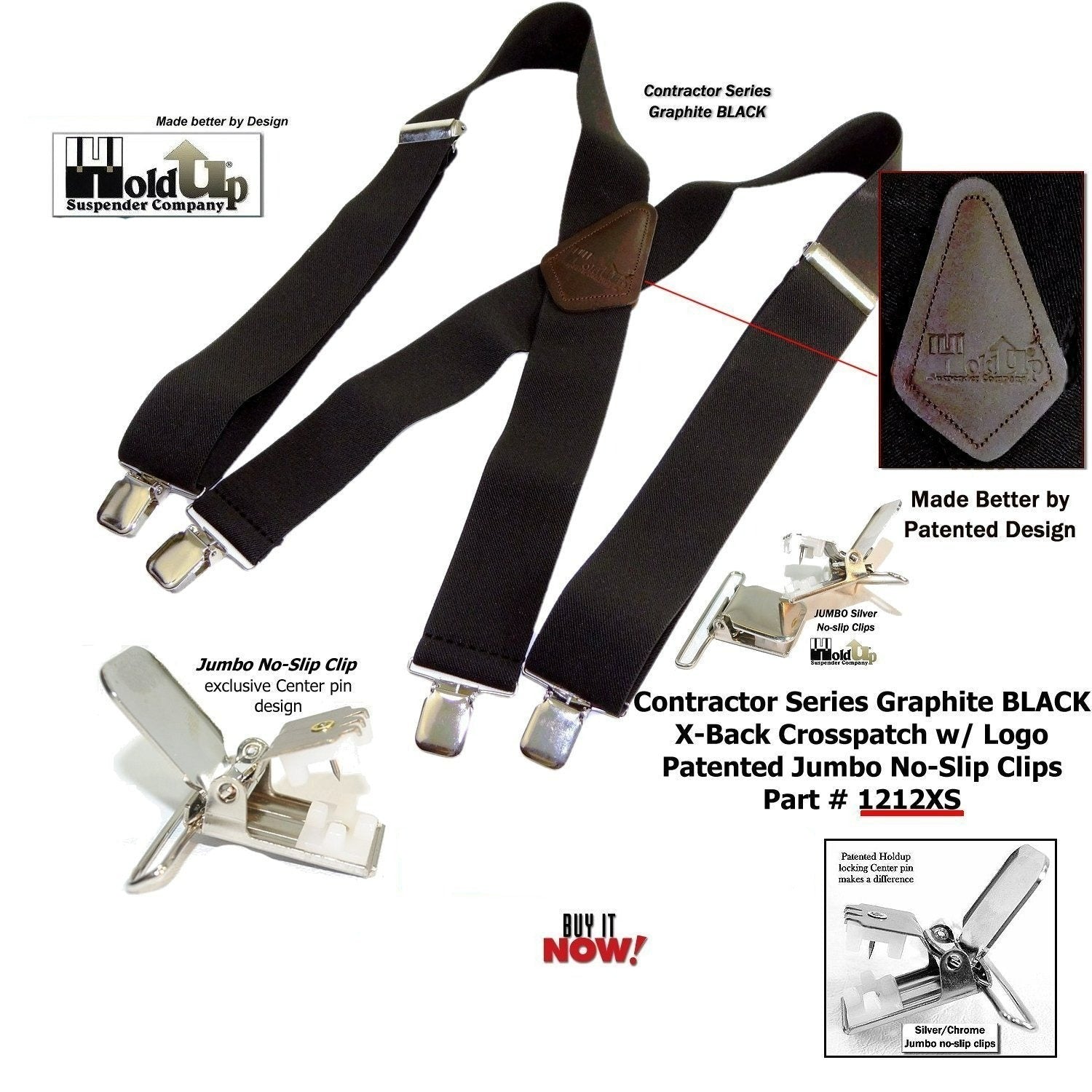 Men's graphite suspenders, durable material, ideal for work or casual wear
