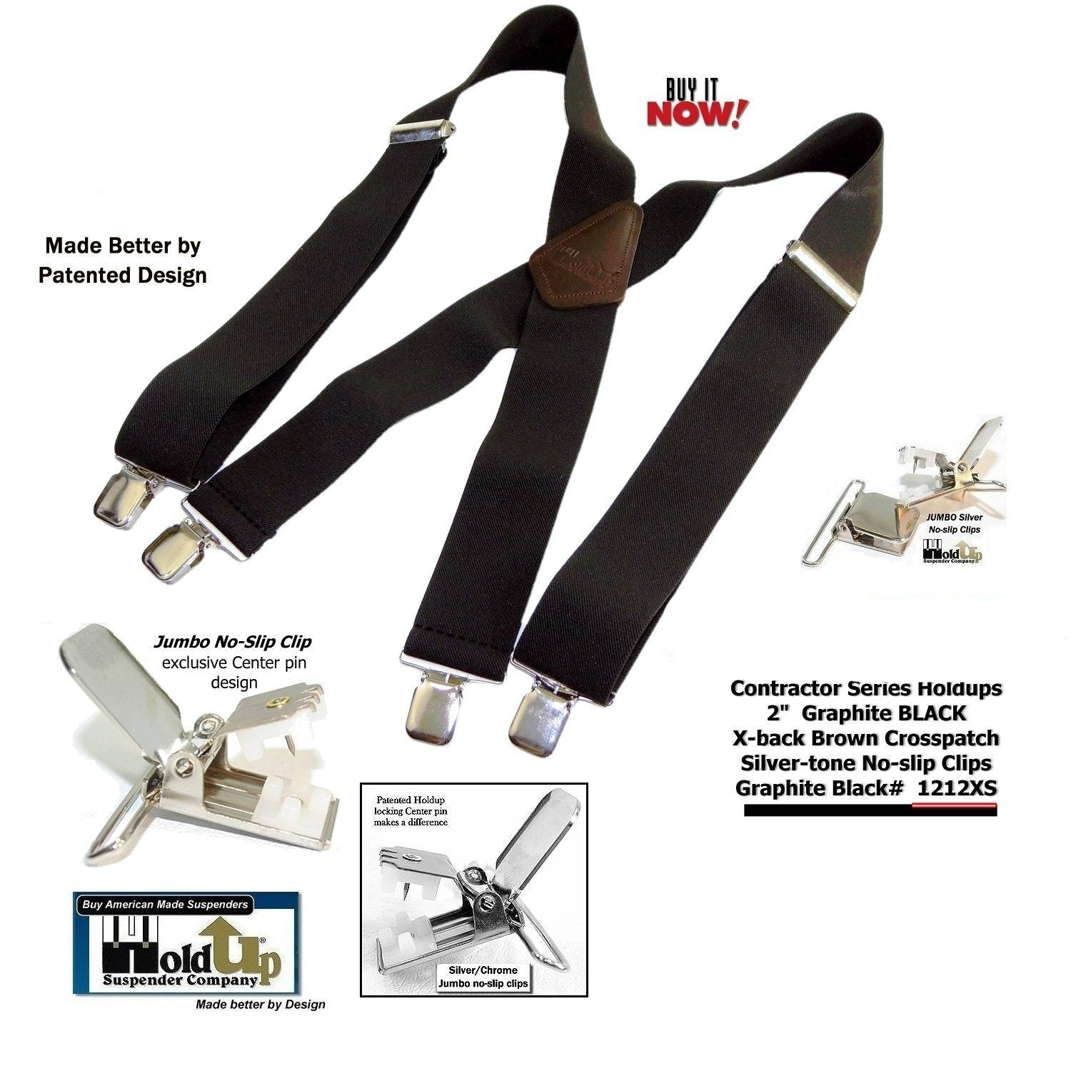 Men's black Y-back suspenders, durable material, perfect for everyday use