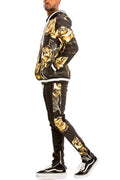 Lime Milo men's sweat set in black with floral design, perfect for casual wear