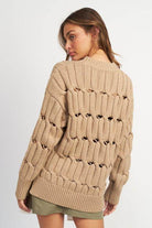 Emory Park women's sweater with slits, featuring a textured knit design and relaxed fit for comfort