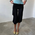 Women's black capri sweatpants, soft fabric, perfect for casual wear