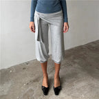 Women's gray sweatpants capri, soft material for casual comfort