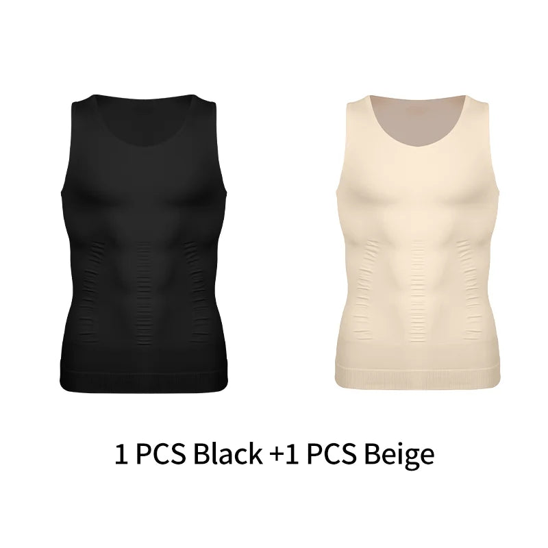 Men's compression wear, black and beige, great for layering