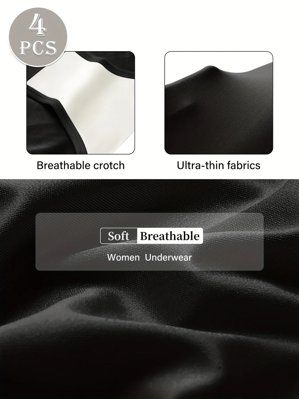 Black women's undergarments with breathable material for comfort