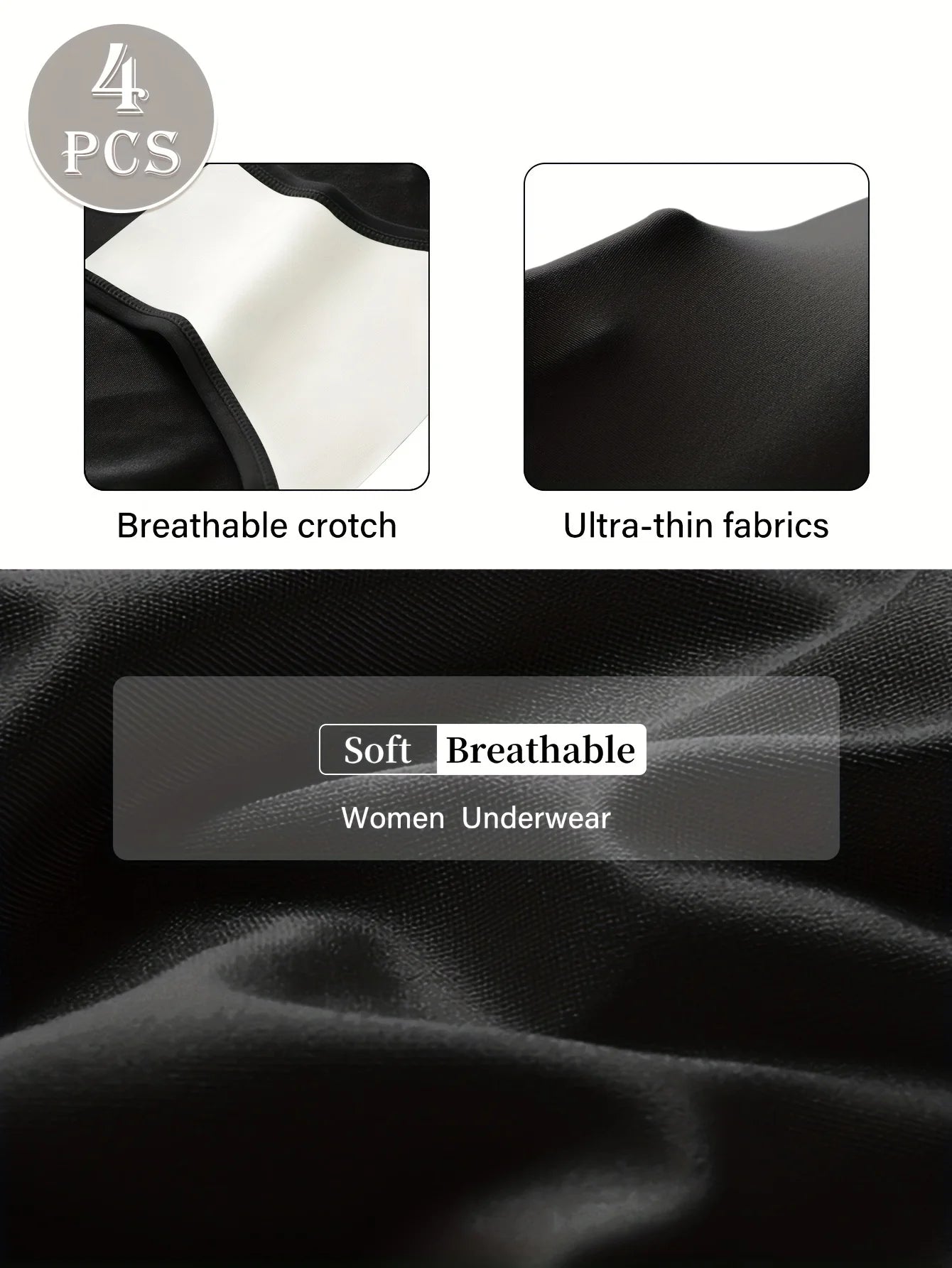Black women's undergarments with breathable material for comfort